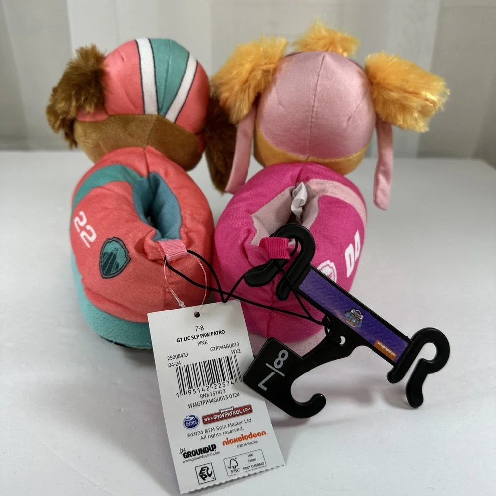Nickelodeon Paw‎ Patrol Slippers Liberty & Skye Plush 3D Girl Size 7-8 New